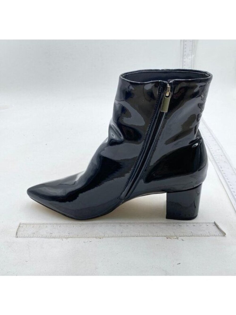 Women's Pointed Toe Ankle Boots Chunky High Heel Ankle Booties Short Boots Black